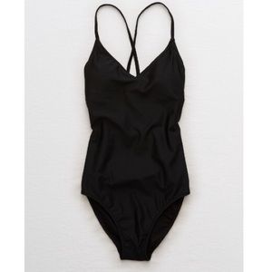 AERIE STRAPPY BACK ONE PIECE SWIMSUIT BLACK LARGE